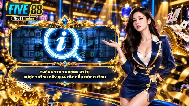 Thông tin thương hiệu được trình bày qua các dấu mốc chính 